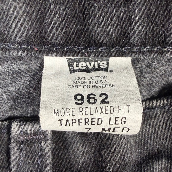 Levis 962 Jeans Women 7 Med (27 x32) Faded Black Vintage USA Orange Tab Tapered - Picture 4 of 12